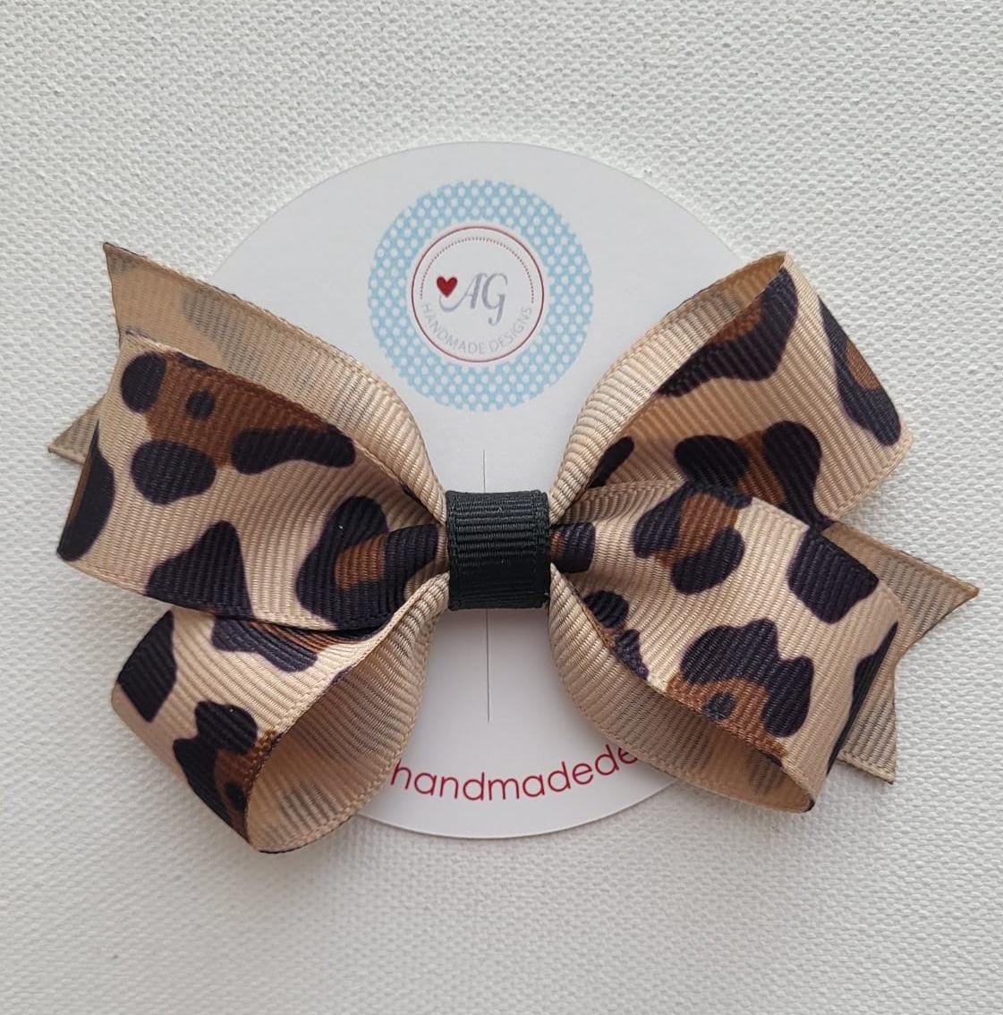 Animal Print Hair Bows - 2 Styles to Choose - Leopard Print Pigtail Bows