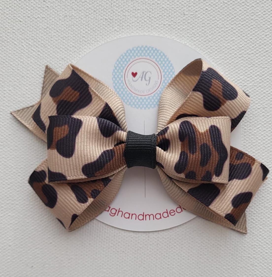 Animal Print Hair Bows - 2 Styles to Choose - Leopard Print Pigtail Bows