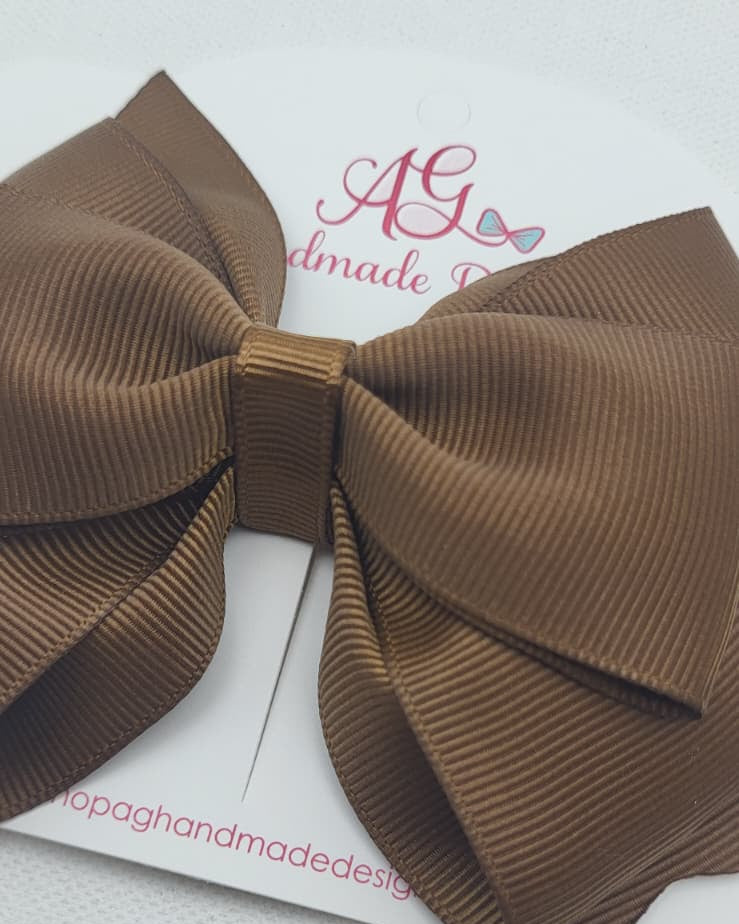 Brown Turftan Solid Color Hair Bow - 8 Styles to Choose