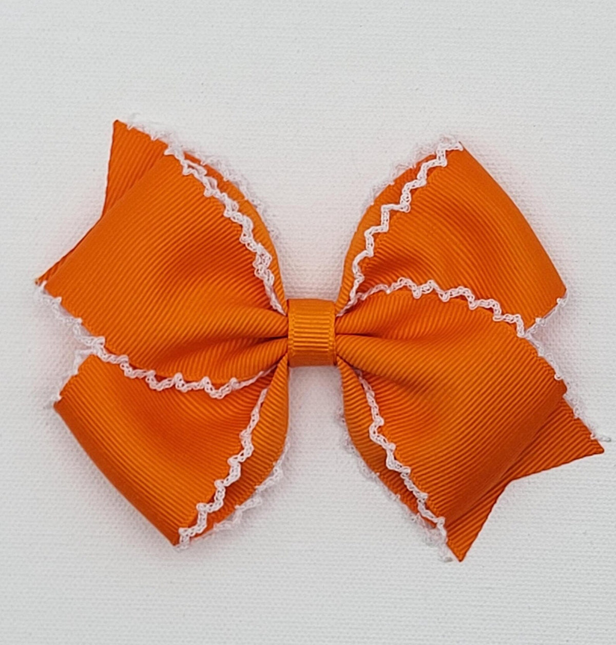 Orange Moonstitch Hair Bow - 4 Inch Fall & Halloween Bow